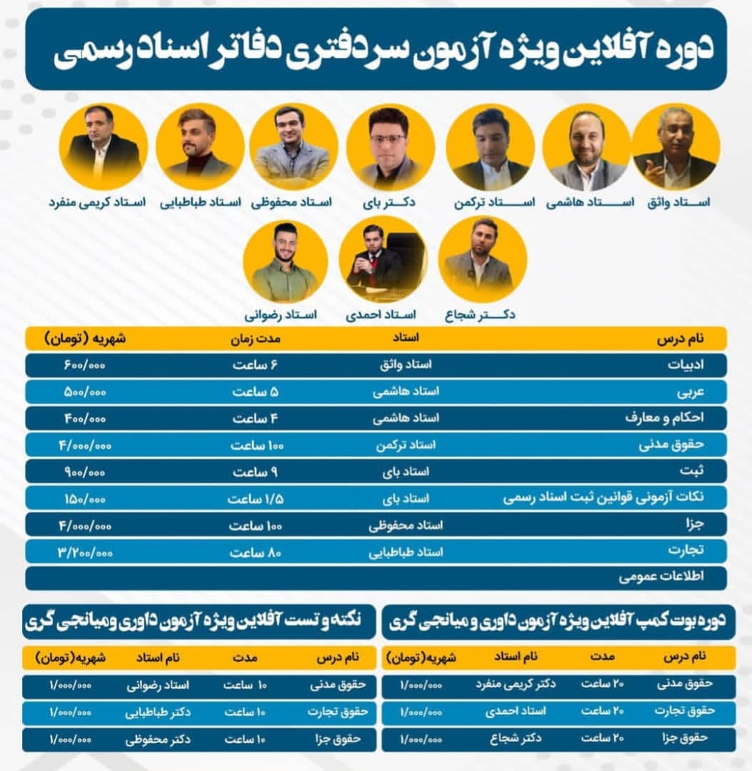 دوره آفلاین ویژه آزمون سردفتری دفاتر اسناد رسمی