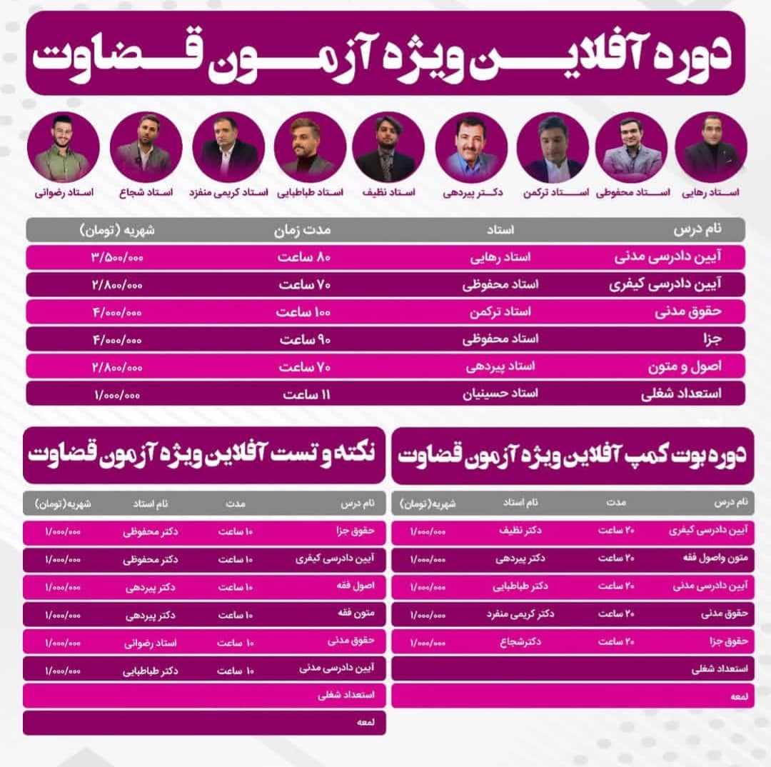  	دوره آفلاین ویژه آزمون قضاوت